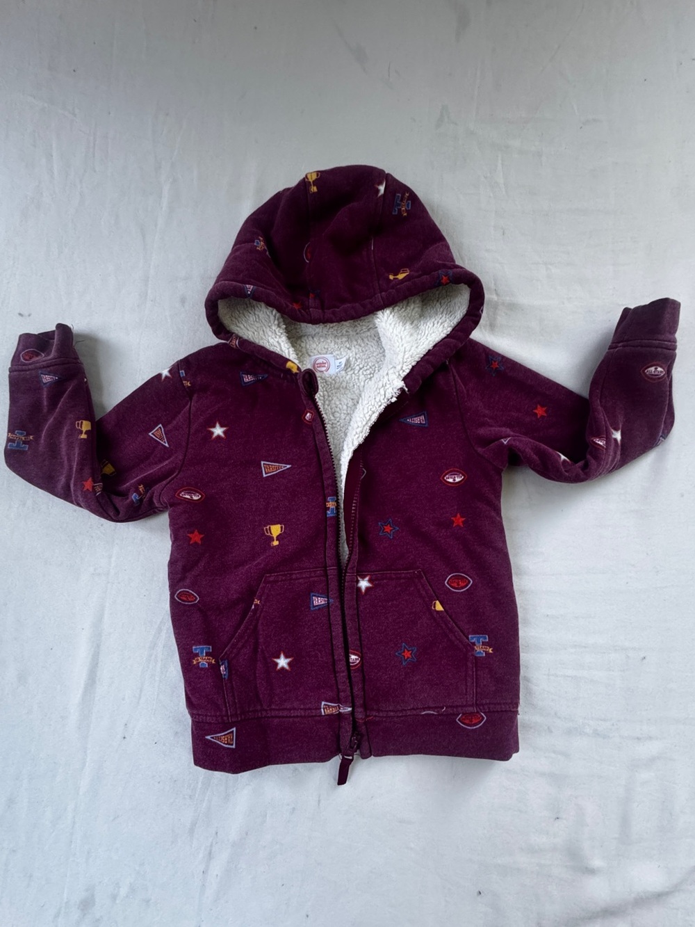 Kids Sherpa-Lined Burgundy Hoodie Jacket Purple size 5T